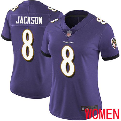 Baltimore Ravens Limited Purple Women Lamar Jackson Home Jersey NFL Football 8 Vapor Untouchable